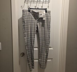 Topman Plaid Slim Chinos in Beige and Blue